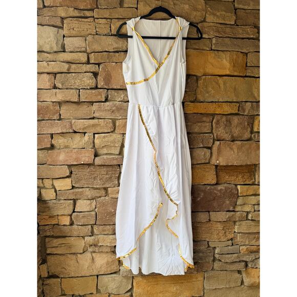 EUC GREEK GODDESS Maxi Hi Low DRESS & Detachable Cape & Belt S/M Toga Costume - Picture 1 of 7